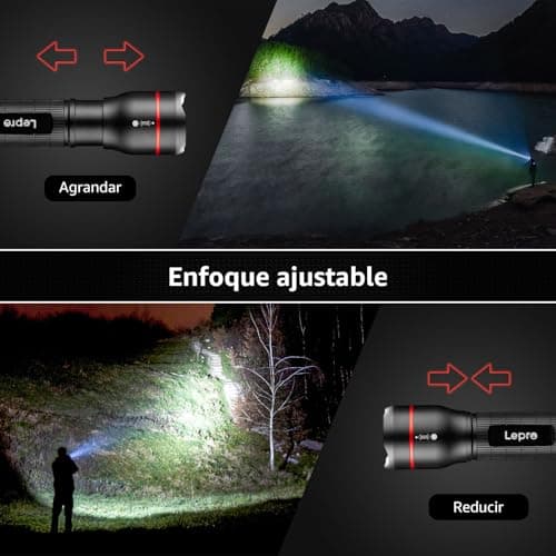 Detalle de Lepro LE2000 linterna LED de alta potencia con zoom y 5 modos (hasta 300 lúmenes) IPX4