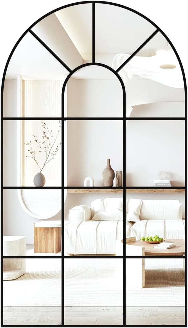 Detalle de CASSILANDOSpecchio da parete per finestra ad arco 105 x 60 cm nero