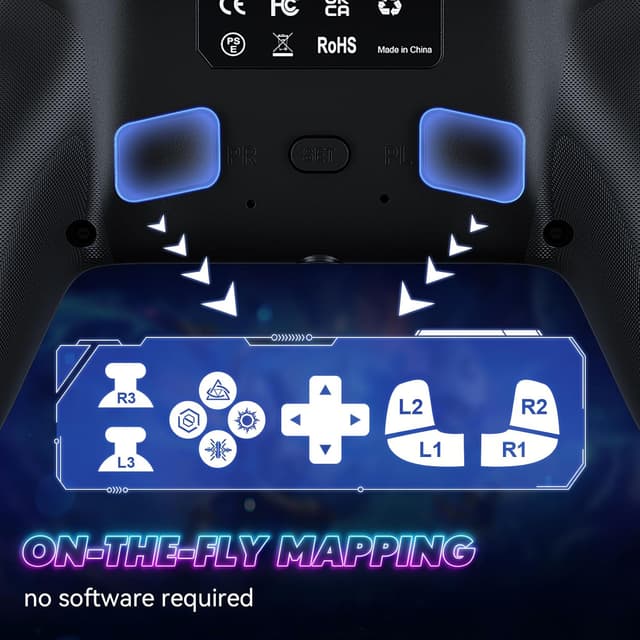 Detalle de GGiking RGB Wireless Controller für PS5/PS5 Pro/PS5 Slim & PC – Bluetooth Gamepad mit Rückenpaddel, Turbo & Makro, Dual-Vibration