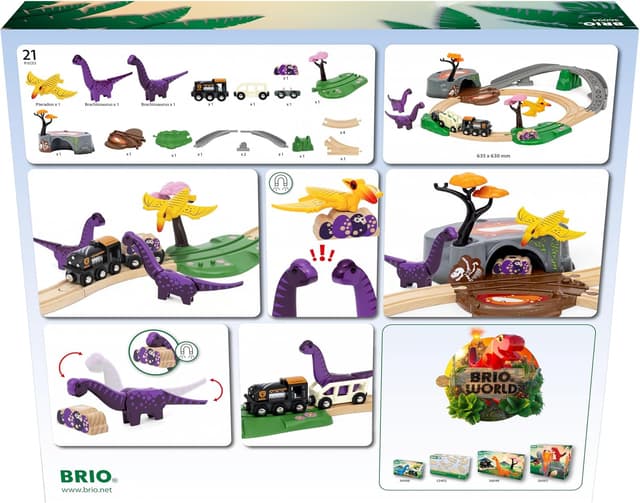 Detalle de BRIO World 36094 Dinosaurier-Abenteuer-Set für Kinder ab 3 Jahren (Zugset)