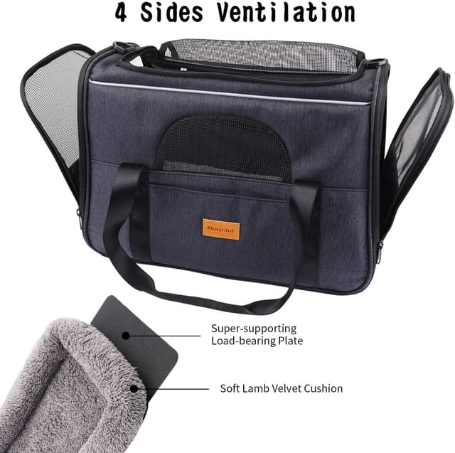 Detalle de Morpilot Airline Approved Top-Opening Cat Carrier (L) - Grey, for cats up to 9kg