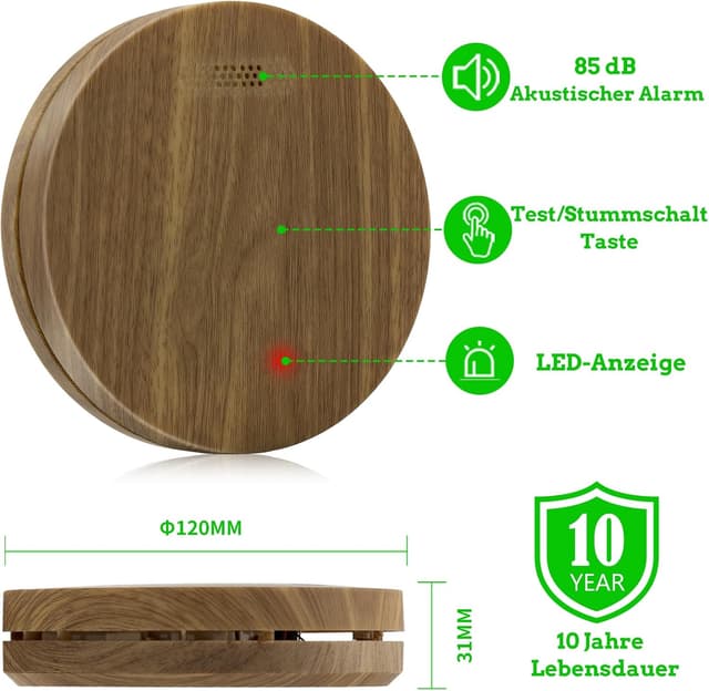 Detalle 2 de XINDUM Rauchmelder 3er Set 10 Jahre Batterie