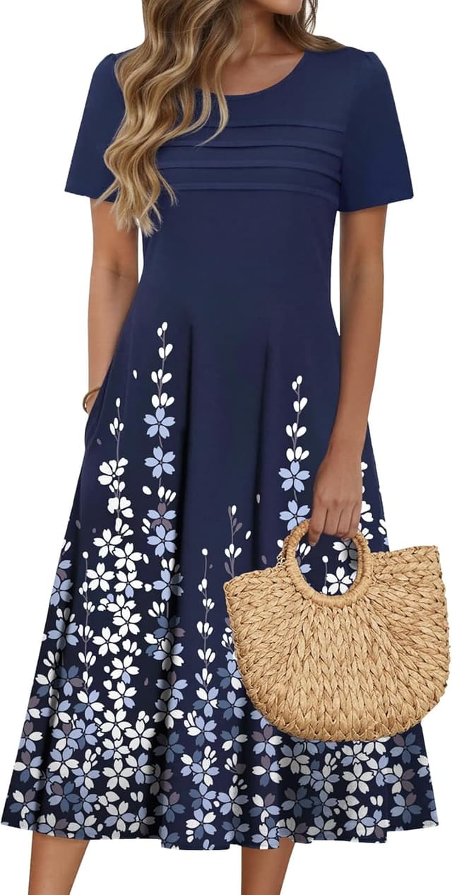 Detalle de Zeagoo Womens Casual Flare Midi Dress