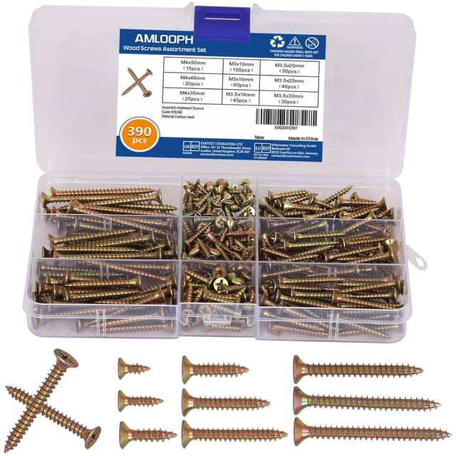 Imagen de AMLOOPH Wood Screws Assortment 390pc en OfertitasTOP