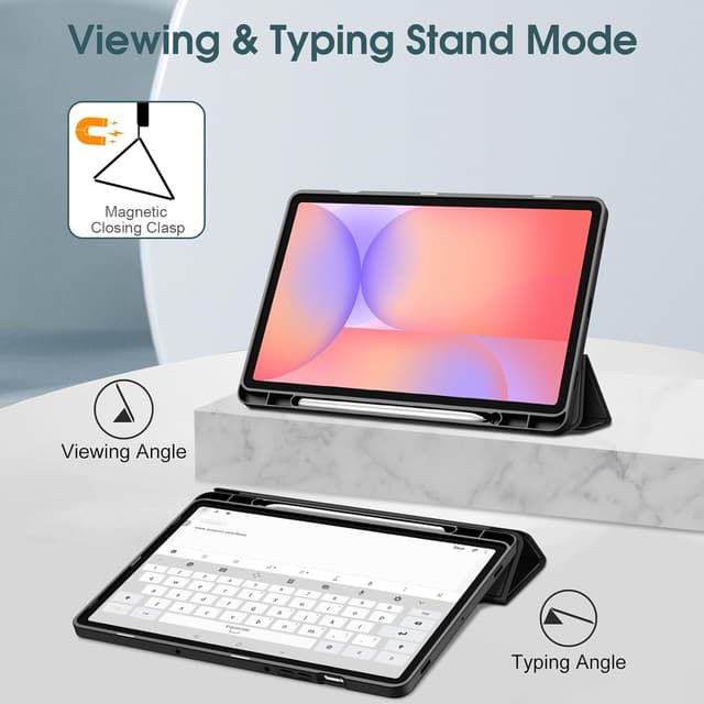 Detalle 2 de Fintie Hülle für Samsung Galaxy Tab S10 Lite/S10 FE/S9 FE & S9 10,9–11 Zoll – Ultradünne Soft-TPU Rückseite mit Stifthalter und Auto Schlaf/Wach, Schwarz