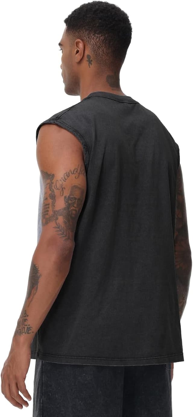 Detalle de SnowElve Men’s Workout Tank Tops Muscle Shirt (Acid Wash, Sleeveless)