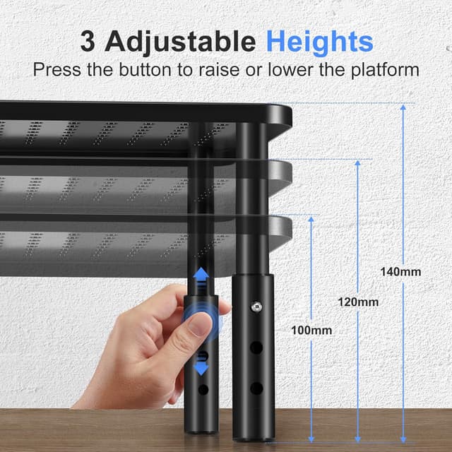 Detalle 2 de suptek Supporto per Monitor Rialzo da Tavolo Nero, ergonomico e regolabile in altezza