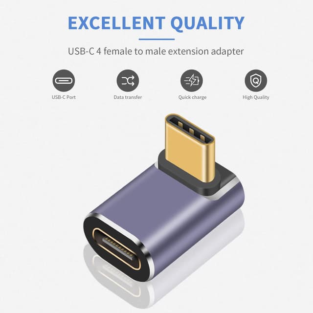 Detalle 2 de Duttek USB-C Winkeladapter 40 Gbps (90°) mit 8K@60 Hz und 100 W Schnellladung