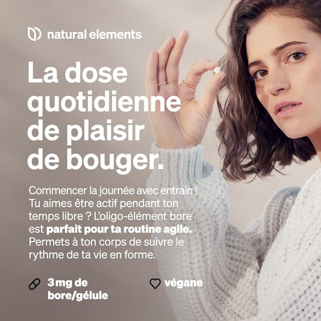 Detalle de Bore pur – dose élevée de 3 mg de bore par comprimé, 365 comprimés végane (naturel)