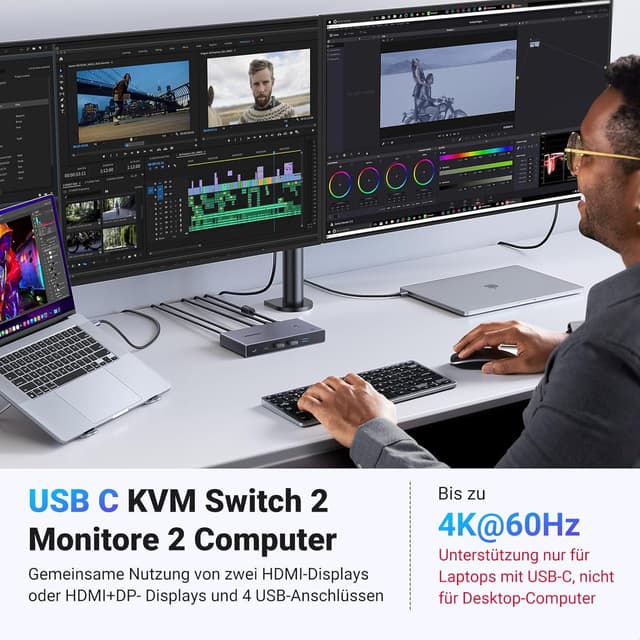 Thumbnail 1 de UGREEN USB-C KVM Switch 2 PC 4K 60Hz