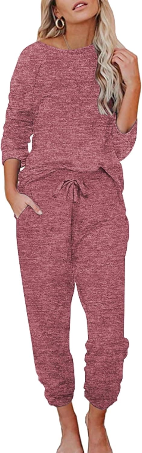 Detalle de Ekouaer Damen Schlafanzug Lang weich – Pyjama-Set mit Taschen, Zweiteiler für Winter (S–XXL)