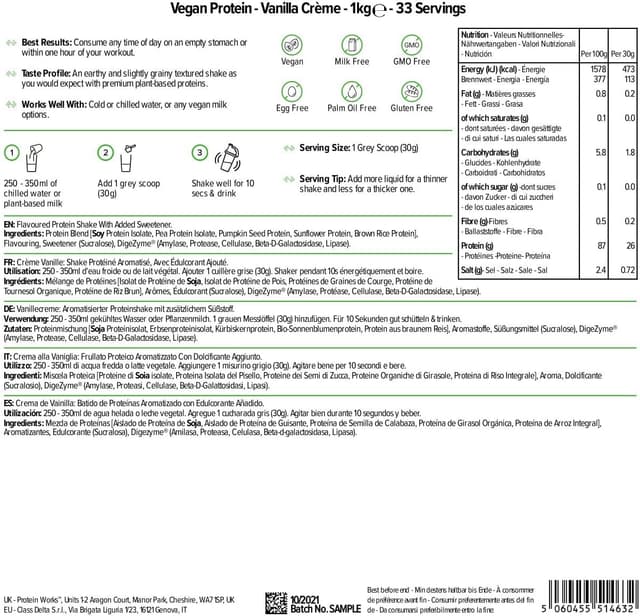 Thumbnail 5 de Protein Works - Proteína Vegana Vainilla 🍨 1 kg Sin Gluten
