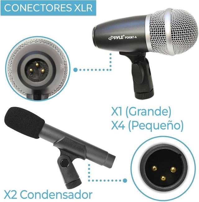 Detalle 2 de Pyle kit micrófonos para batería 7 piezas