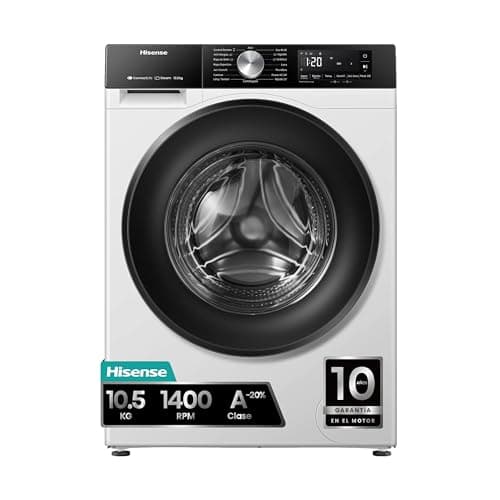 Detalle de Hisense WF3S1043BW3: lavadora con vapor, WiFi y función Auto Wash de 10,5 kg