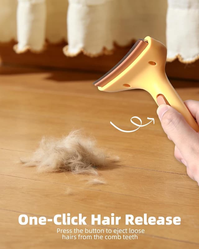 Detalle de ETIALURE Unterwolle Bürste Katze (Gelb) mit Knopf – Unterfellbürste für Hunde & Katzen