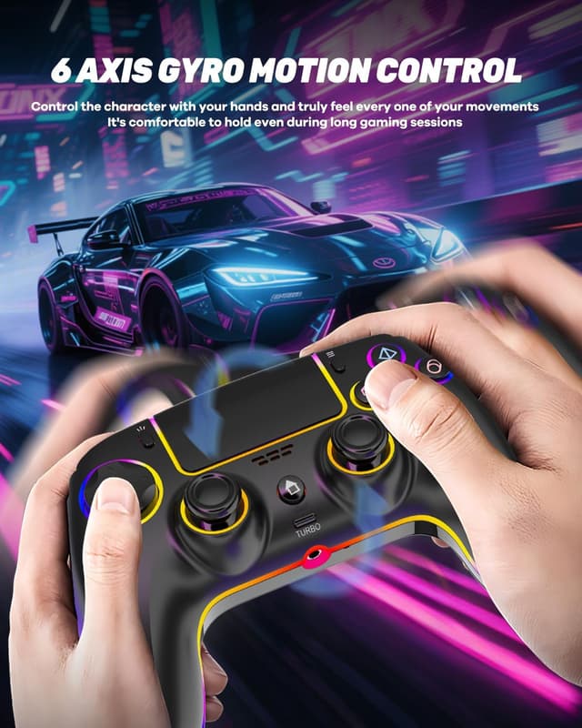 Detalle 2 de MYSTILUCK Controller Wireless per PS5/PC/Mac/iOS/Android/Steam Deck con Hall Effect, 7 colori RGB e doppia vibrazione