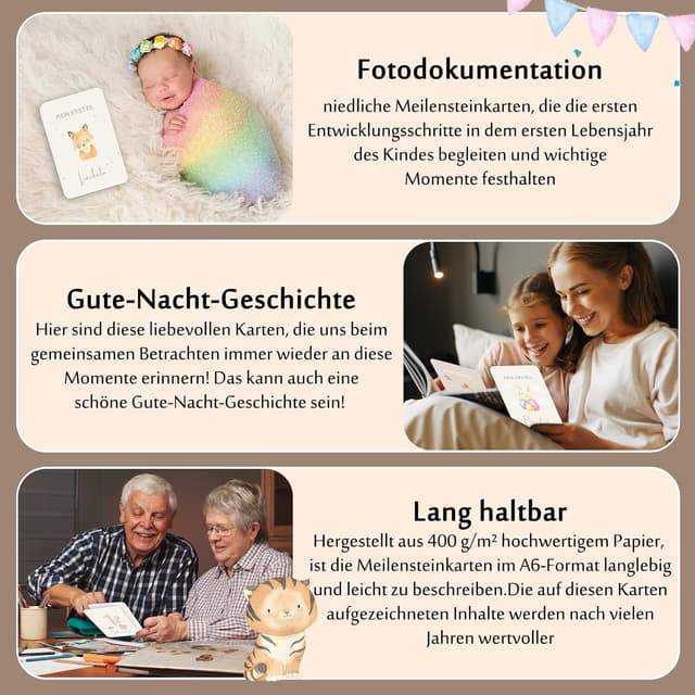 Thumbnail 3 de Giftota Meilensteinkarten Baby – 50 Karten