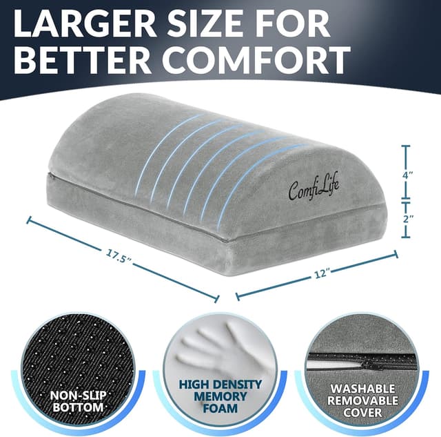 Detalle de ComfiLife Adjustable Height Memory Foam Foot Rest for Under Desk Work (Gray)