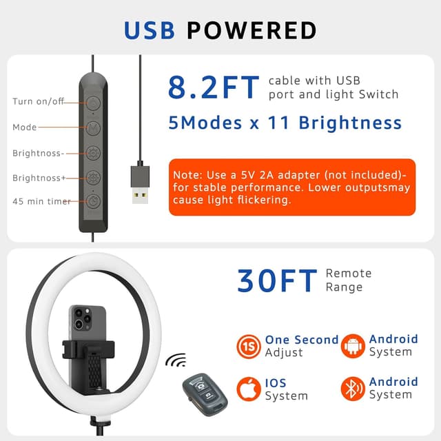 Detalle de FZYGRAVH 10" Ring Light with Overhead Phone Stand