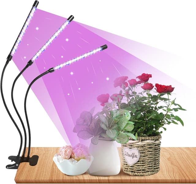 Detalle de Railee Pflanzenlampe LED Vollspektrum 3 Köpfe