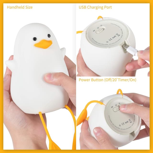 Thumbnail 6 de YuanDian Cute Duck Night Light – BPA-free silicone tap control kids bedside lamp
