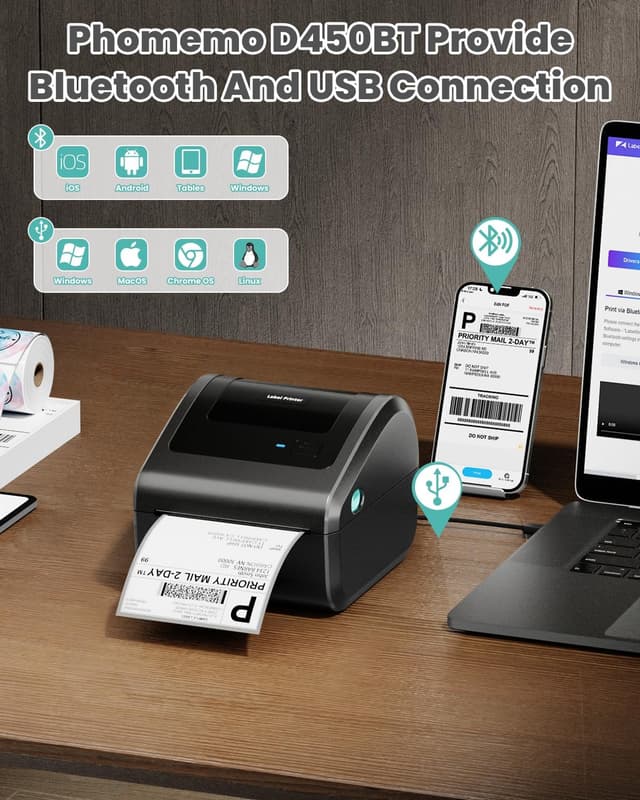 Thumbnail 2 de Phomemo D450BT 4x6 Thermal Label Printer