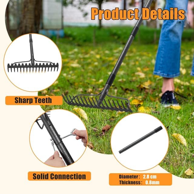 Thumbnail 2 de Metal Bow Rake 124 cm with 17 Tines