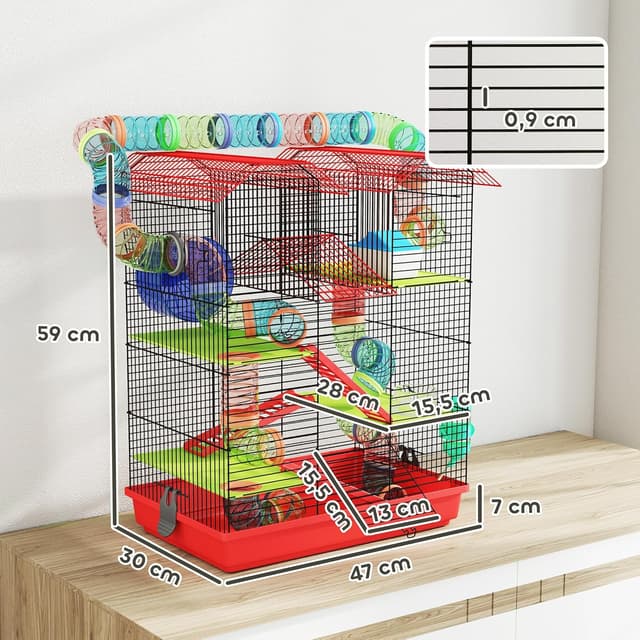 Thumbnail 6 de PawHut Jaula hámster 47x30x59 cm