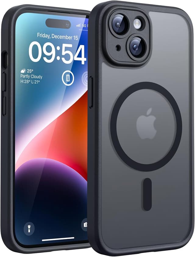 Detalle de TOCOL Cover Magnetica per iPhone 14 da 6,1" con MagSafe e protezione fotocamera, nera