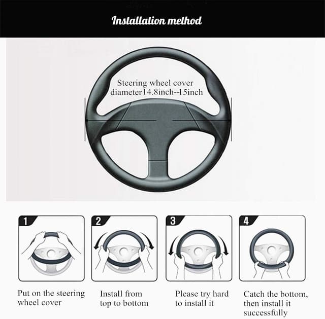 Detalle 2 de Menifomory Genuine Leather Steering Wheel Cover (Cowhide) – Universal 15 inch fit, C-Brown