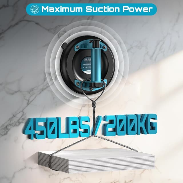 Detalle de SEESII Vakuum-Saugheber für Fliesen & Glas (2er-Set, 8 Zoll) bis 200 kg