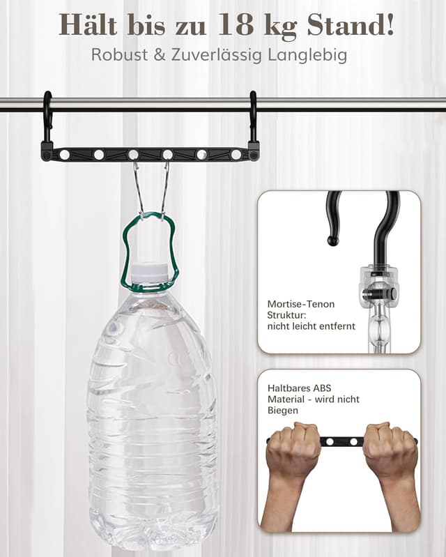 Detalle 2 de Latoxcaa platzsparende Kleiderbügel-Organizer (8 Stück) mit 360° Drehhaken und 6 Aufhängungen, schwarz