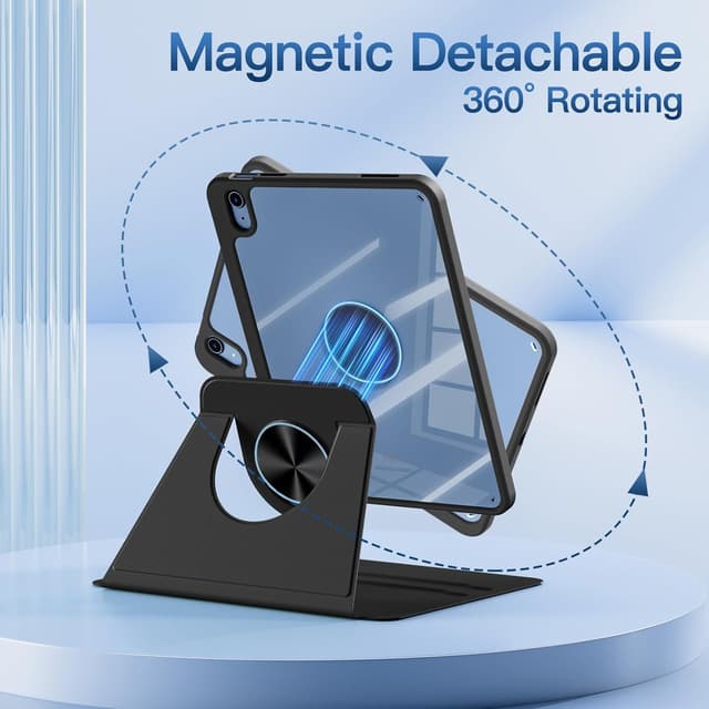 Detalle de drivego 360 Rotating Case for iPad (A16) 11th Generation & iPad 10th Gen 10.9in (Magnetic Detachable Cover, Pencil Holder)