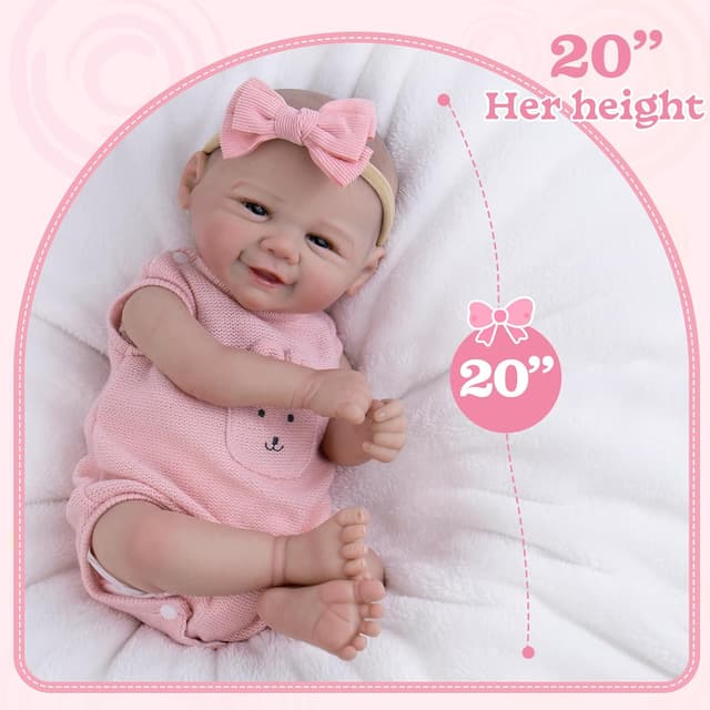 Detalle de Aori Realistic Reborn Baby Dolls (Weighted) — 20-Inch Lifelike Newborn Baby Girl with Flexible Limbs