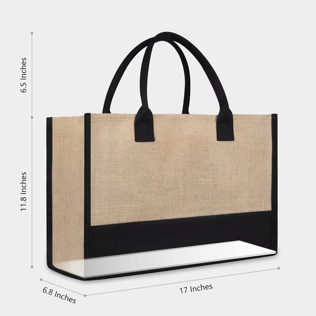 Detalle 2 de TOPDesign Initial Jute Canvas Tote Bag