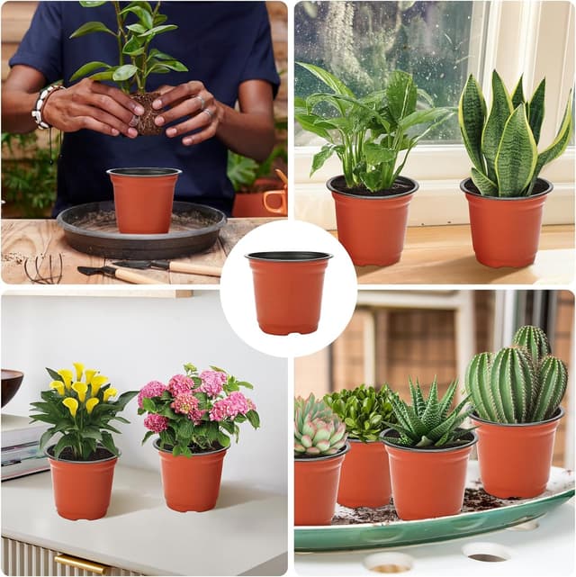 Detalle de KINGLAKE 50-pack 10cm Plastic Plant Pots with 100 Plastic Plant Labels