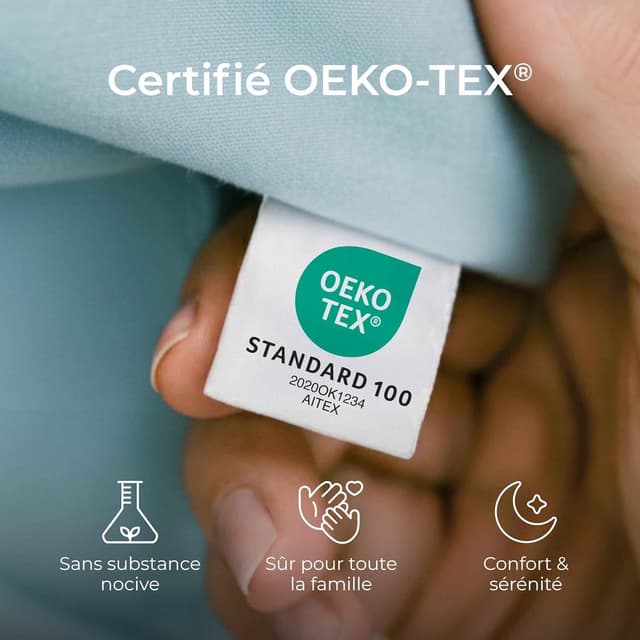 Detalle de Dreamzie Taie d’oreiller 40x60 en coton renforcé (set de 2) – Bleu clair, tissage serré