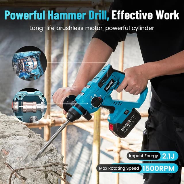 Thumbnail 2 de Seesii 4-IN-1 Akku-Bohrhammer 2,1 J 🛠