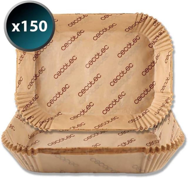 Detalle de Cecotec Cecofry TwinBucket : lot de 150 papiers silicone pour friteuse à air chaud (format 24 x 18 cm)