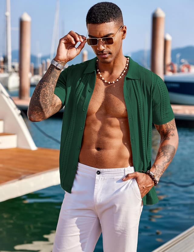 Detalle 2 de COOFANDY Men's Knit Polo Shirt