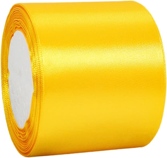Detalle de Satinband 75 mm Gelb mit 22 m Länge