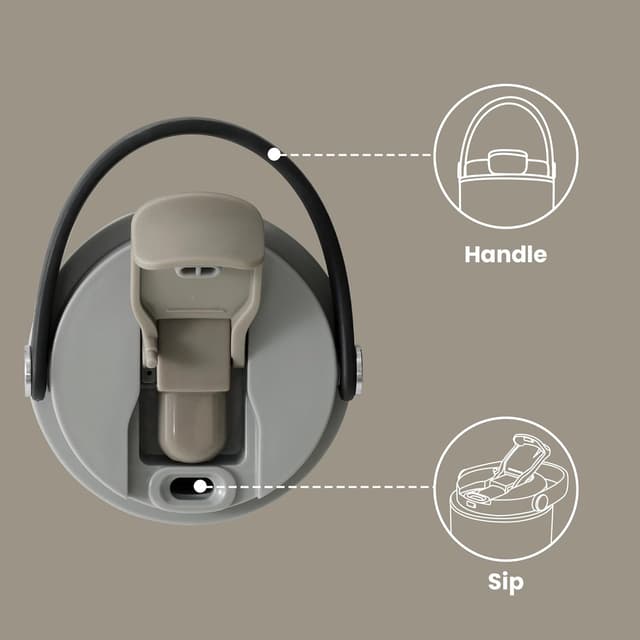 Detalle de BOTTLE BOTTLE Insulated Water Bottle with Straw and Handle (750ml) – Ebony, Leak Proof