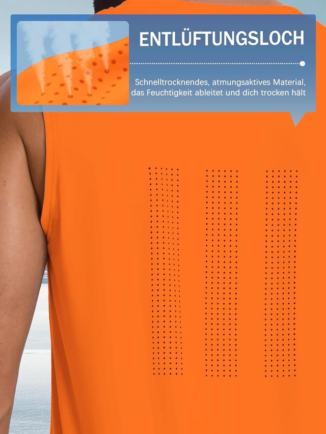 Detalle de Men’s UPF 50+ Sun Protection Mesh Vest T-Shirt (Sleeveless) with Reflective Strip