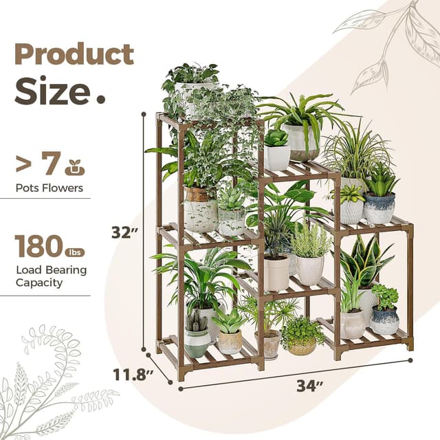 Detalle de Plant stand for multiple pots with 3 tiers