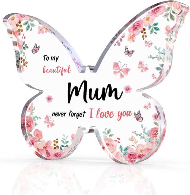 Detalle de Butterfly-shaped acrylic plaque Mothers Day gift for Mum, from daughter or son
