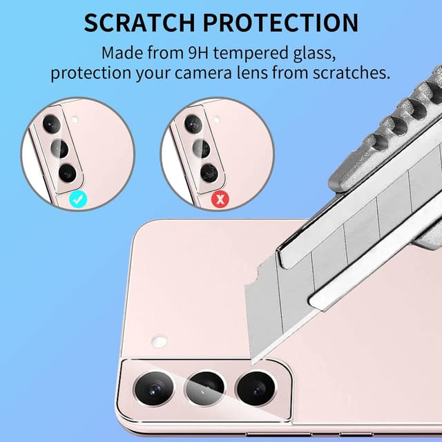 Detalle 2 de QULLOO Kamera-Schutzfolie aus Glas für Samsung Galaxy S22 / S22 Plus 5G (4 Stück)