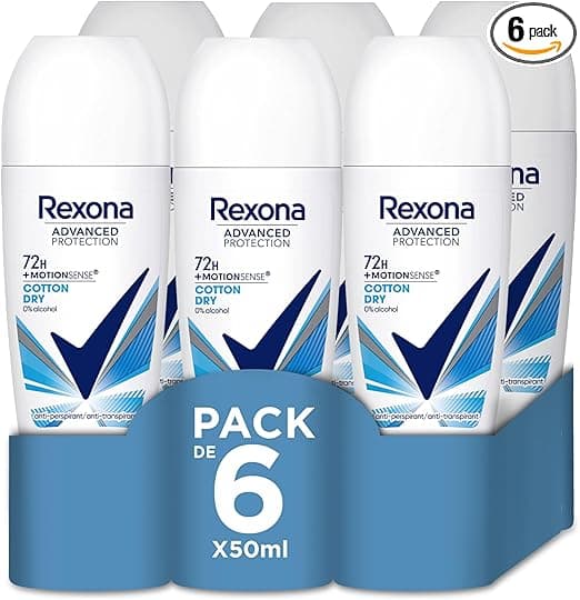 Imagen de Rexona Advanced Protection Roll-On Mujer Cotton Dry 72h Pack 6 en OfertitasTOP