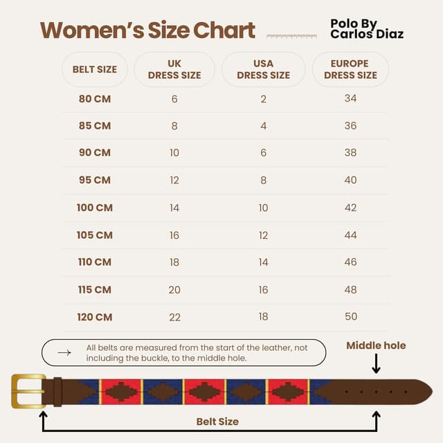 Detalle de Carlos Diaz Mens/Womens Premium Unisex Brown Leather Embroidered Polo Belt (3.5cm)