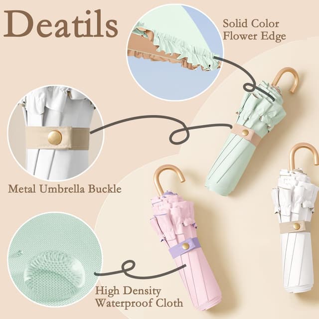 Detalle 2 de Impervius Patronum Reise Regenschirm Blumenrand