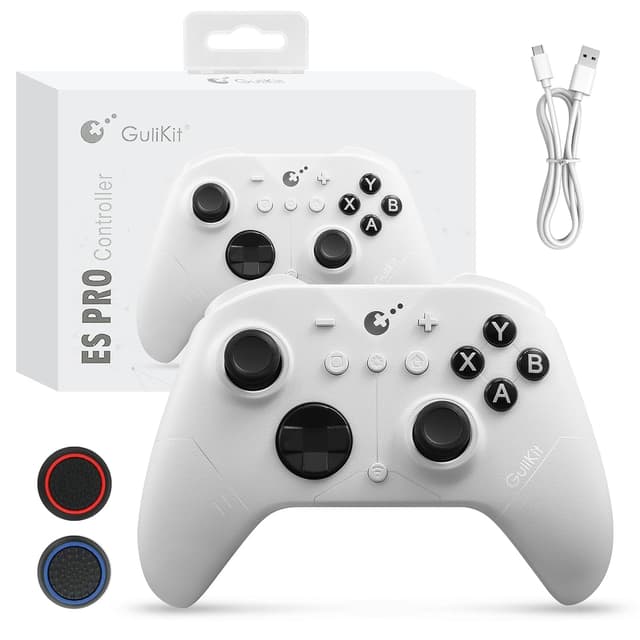 Detalle de GuliKit ES PRO Wireless Controller (PC, Windows, Android, iOS, Switch 1/2) mit 3,25 ms Latenz und TMR-Sticks – Weiß